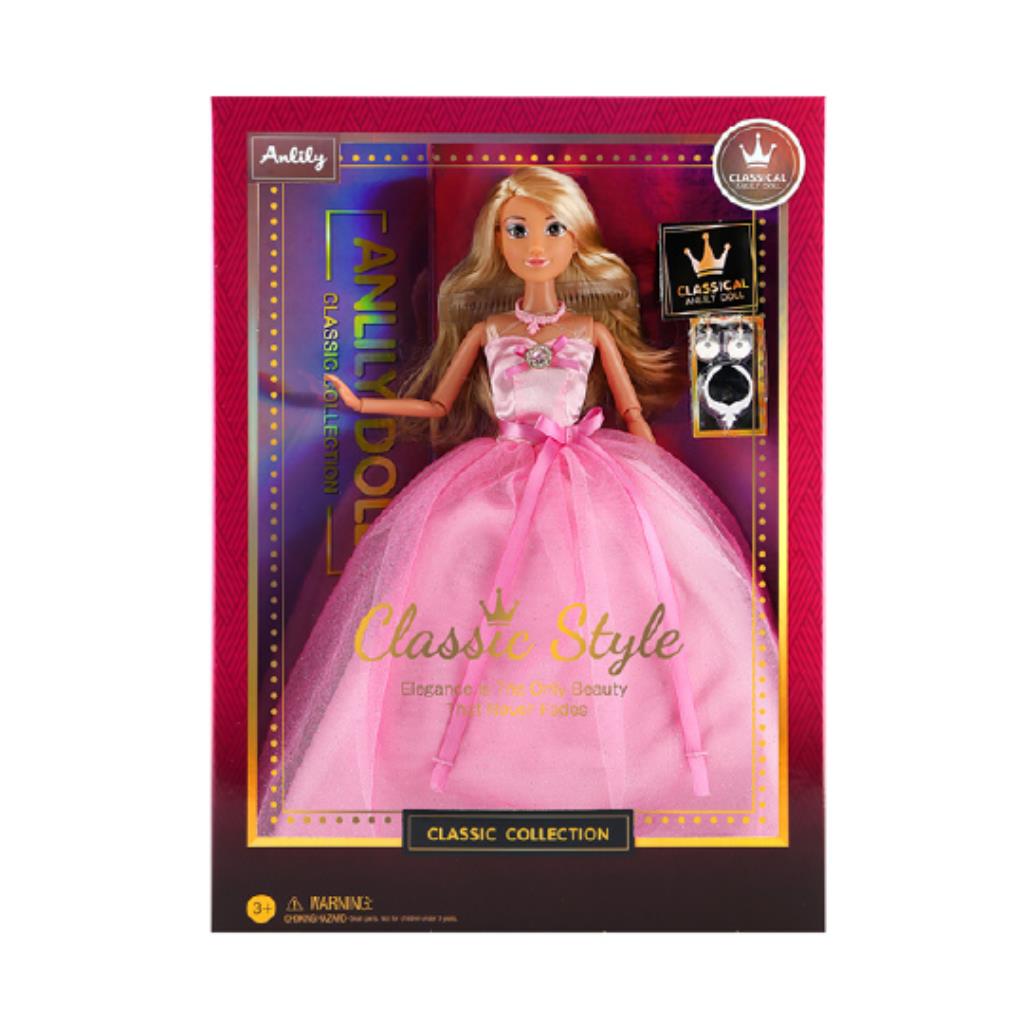 Anlily Classic Style Princess Doll – Pink Ball Gown Edition with Jewelry Accessories
